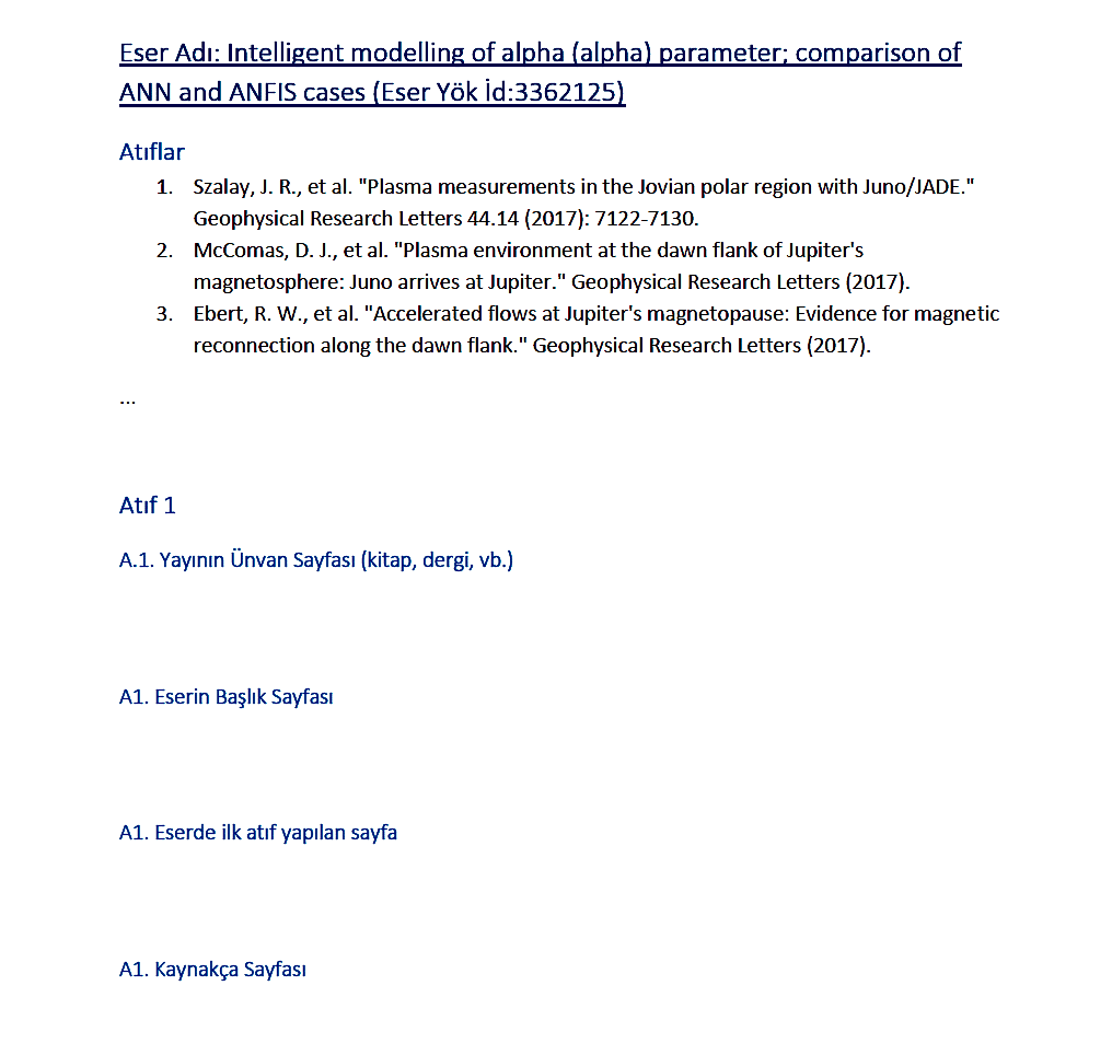 DOÇENTLİK ATIF ÖRNEĞİ - DOÇENTLİK ATIF ŞABLONU